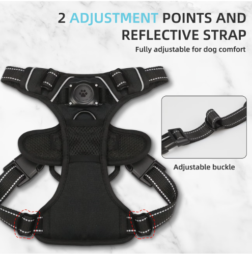 No-Pull Dog Harness with AirTag Holder — Reflective, Choke-Free for Small to Large Dogs