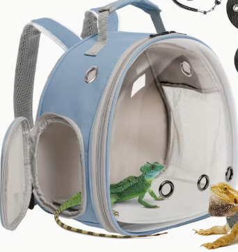Beardie Explorer Bubble Backpack — Reptile Outdoor Carrier with Harness & Leash Set