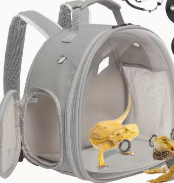 Beardie Explorer Bubble Backpack — Reptile Outdoor Carrier with Harness & Leash Set