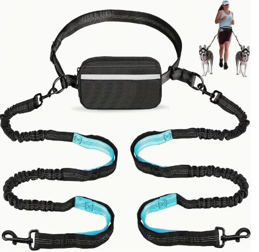 Hands-Free Dual Dog Running Leash — Adjustable with Shock Absorption