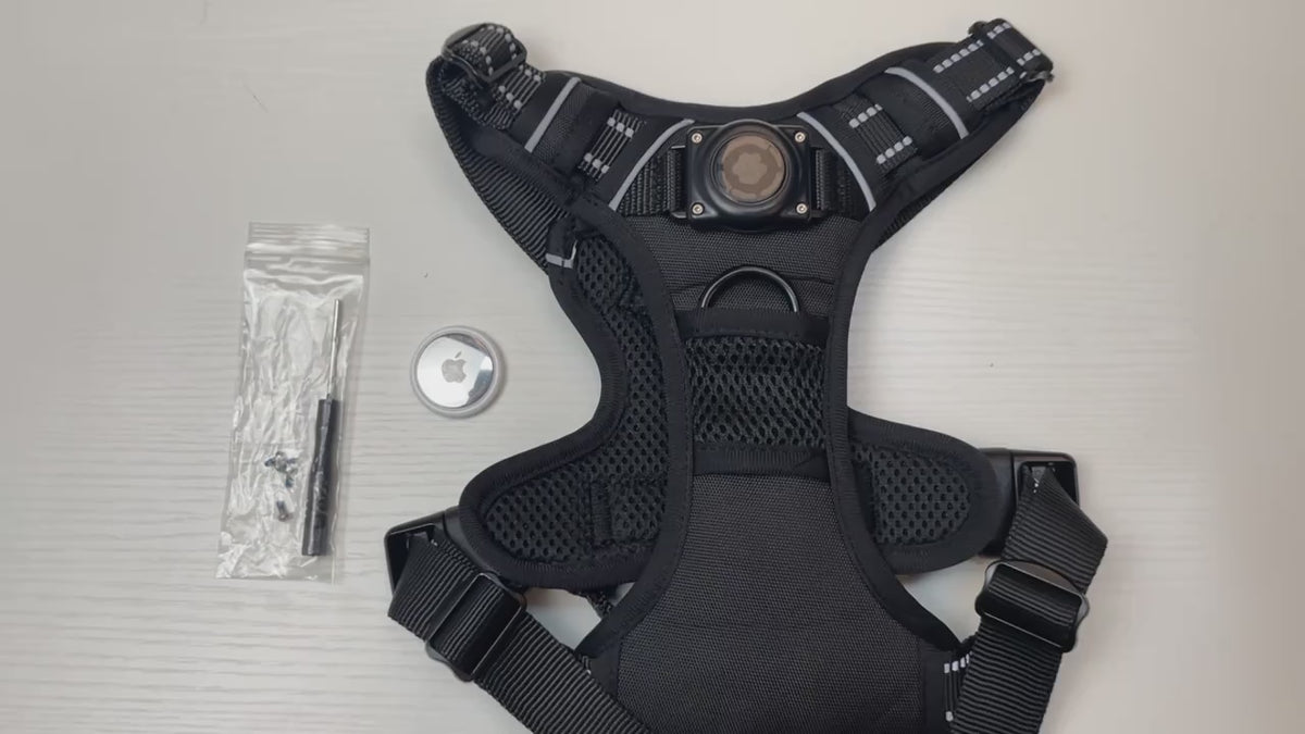 No-Pull Dog Harness with AirTag Holder — Reflective, Choke-Free for Small to Large Dogs